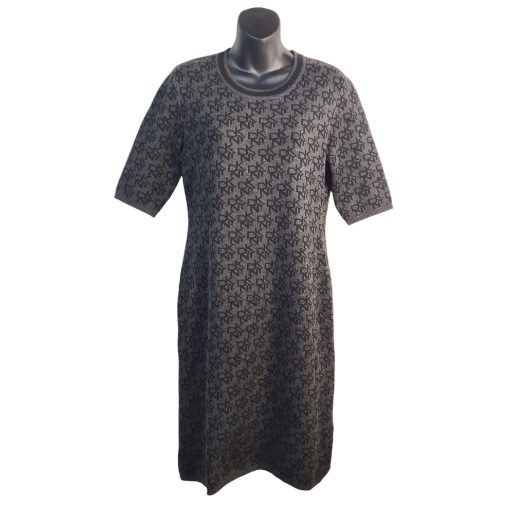 DKNY Sweater Dress Women's Black Gray Sweater Dress Size M